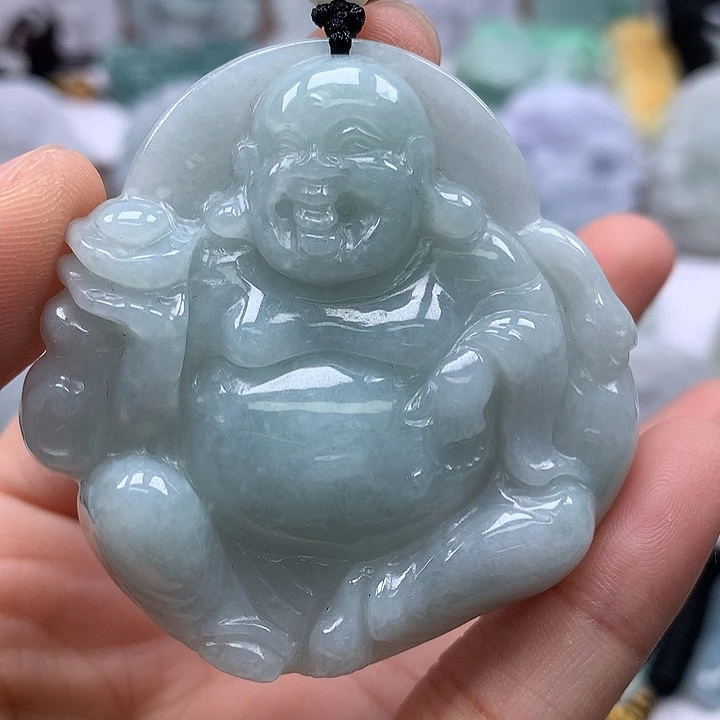 翡翠未镶嵌颈饰逍遥佛福利卡厚10+