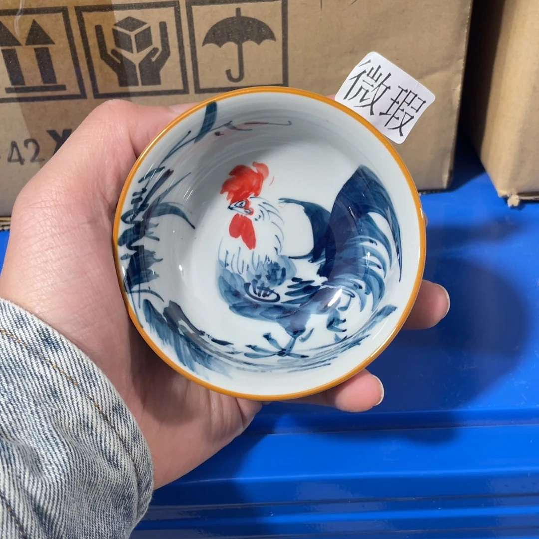 釉下手绘茶具微瑕