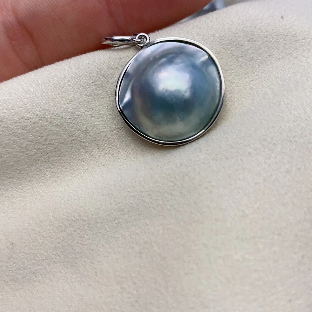 【闪购商品】银S925镶嵌拼合珍珠（马贝珠）颈饰带证书