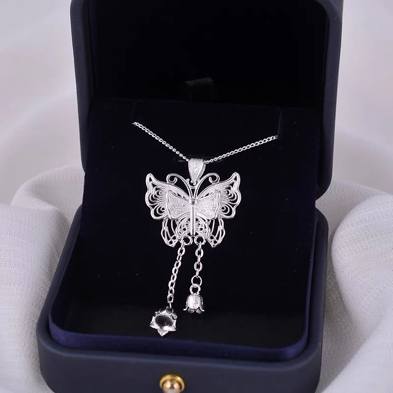 YZ051蝴蝶项链 银色精品项链 无礼盒