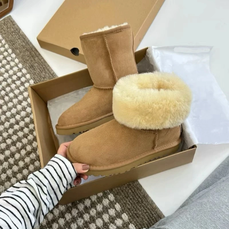 【顶奢5825薄底】桑坡雪地靴皮毛一体薄底雪地靴2025新款秋冬雪地靴