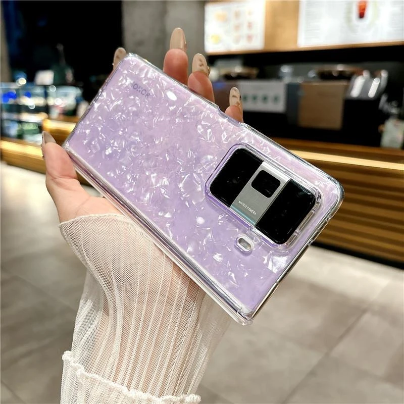 适用荣耀magicv3手机壳新款折叠屏Magicvs3透明v3贝壳纹中轴全包