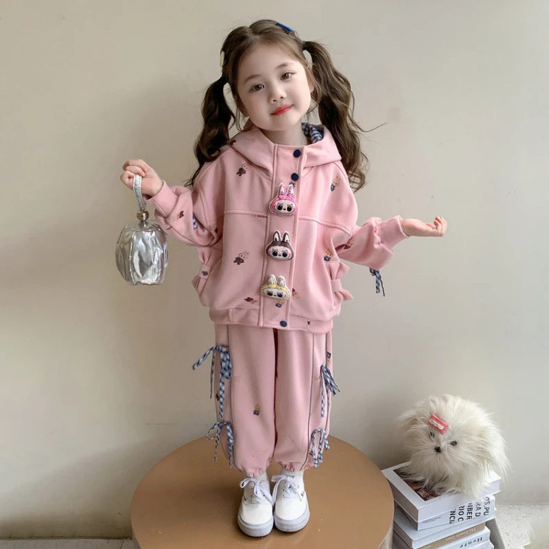 小童蝴蝶结休闲装秋季2025新款女宝宝卡通春秋套装童装洋气两件套