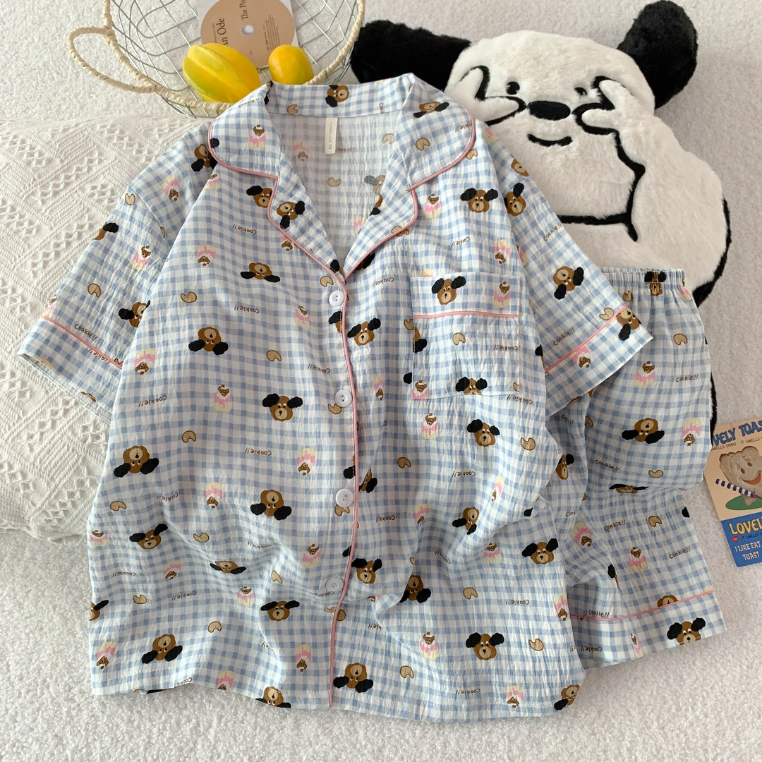 2025新款薄款卡通睡衣夏季短袖短裤少女可爱学生家居服舒适套装