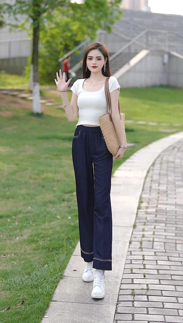 2025夏季薄款牛仔裤宽松舒适透气阔腿裤百搭高级垂感直筒裤子