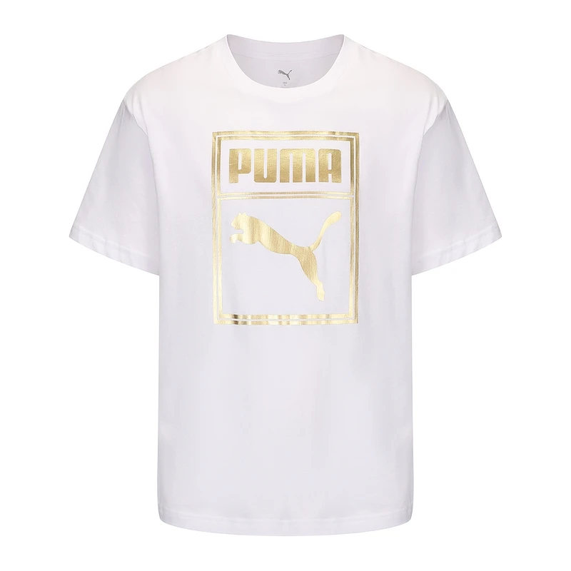 PUMA彪马夏季男女款大LOGO金标跑步透气休闲运动短袖T恤68927196