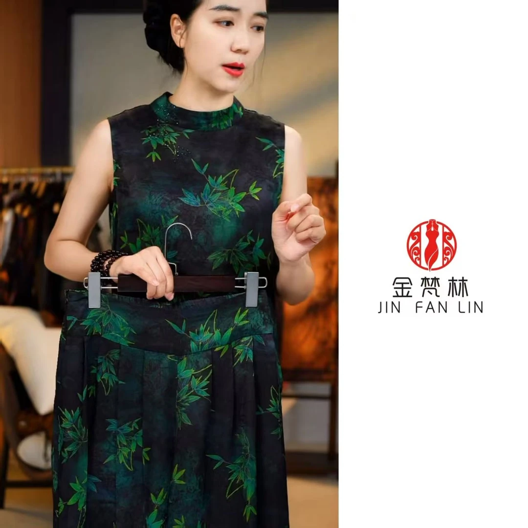 【青青子衿】套装国风新中式香云纱手工钉珠提花休闲设计款中年装