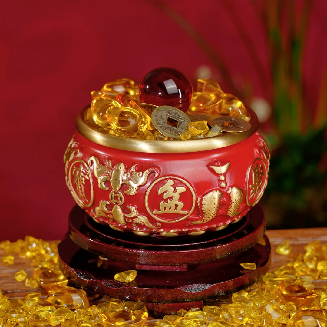 赤阳缘九原创聚宝盆家居摆件