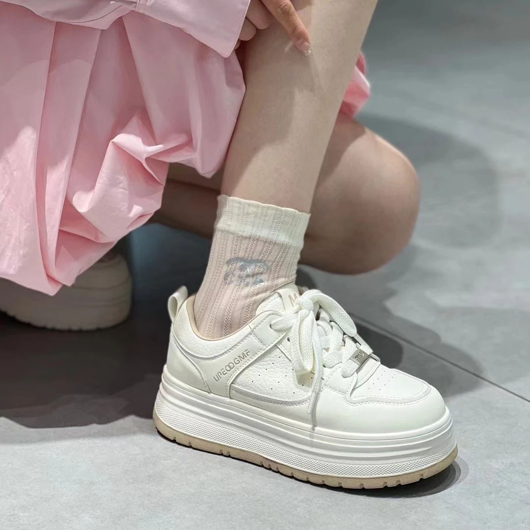 厚底增高小白鞋女春季2025新款百搭学生板鞋小个子显高松糕鞋ins