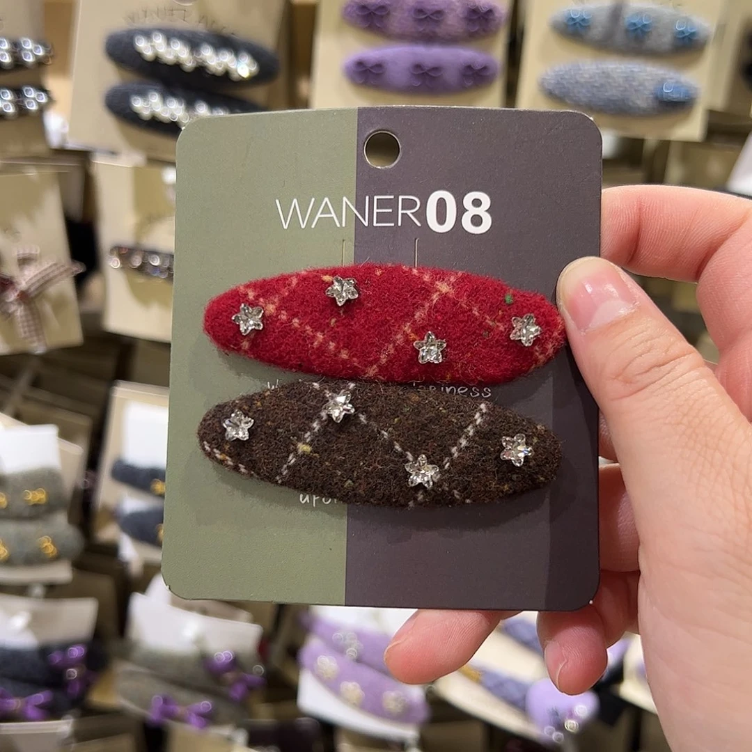 布艺非金属五角星拼色拜拜夹