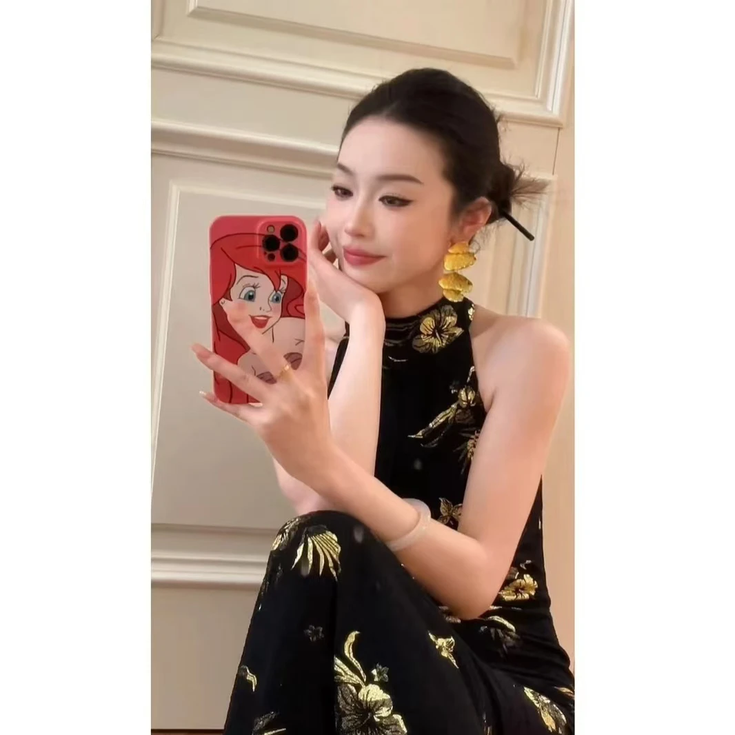 新中式气质烫金旗袍连衣裙女春夏季新款高级设计感碎花无袖长裙子