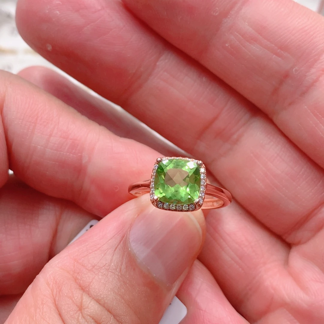 橄榄石戒指银S925镶嵌