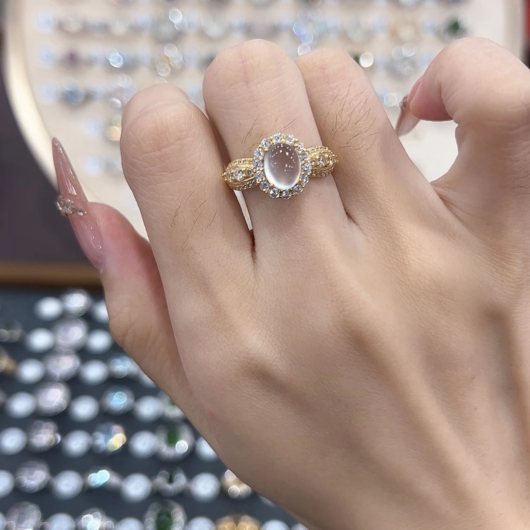 蛇纹石玉银S925镶嵌戒指P****✨