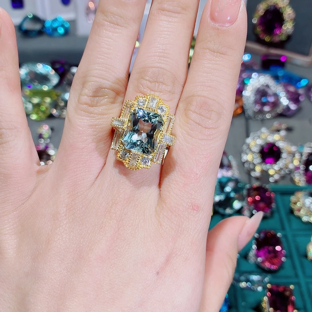 托帕石戒指银S925镶嵌戒指