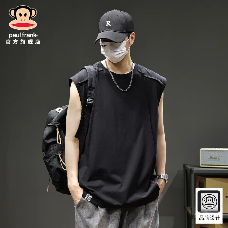 PaulFrank/大嘴猴美式潮牌无袖T恤男款夏季宽松运动背心坎肩上衣