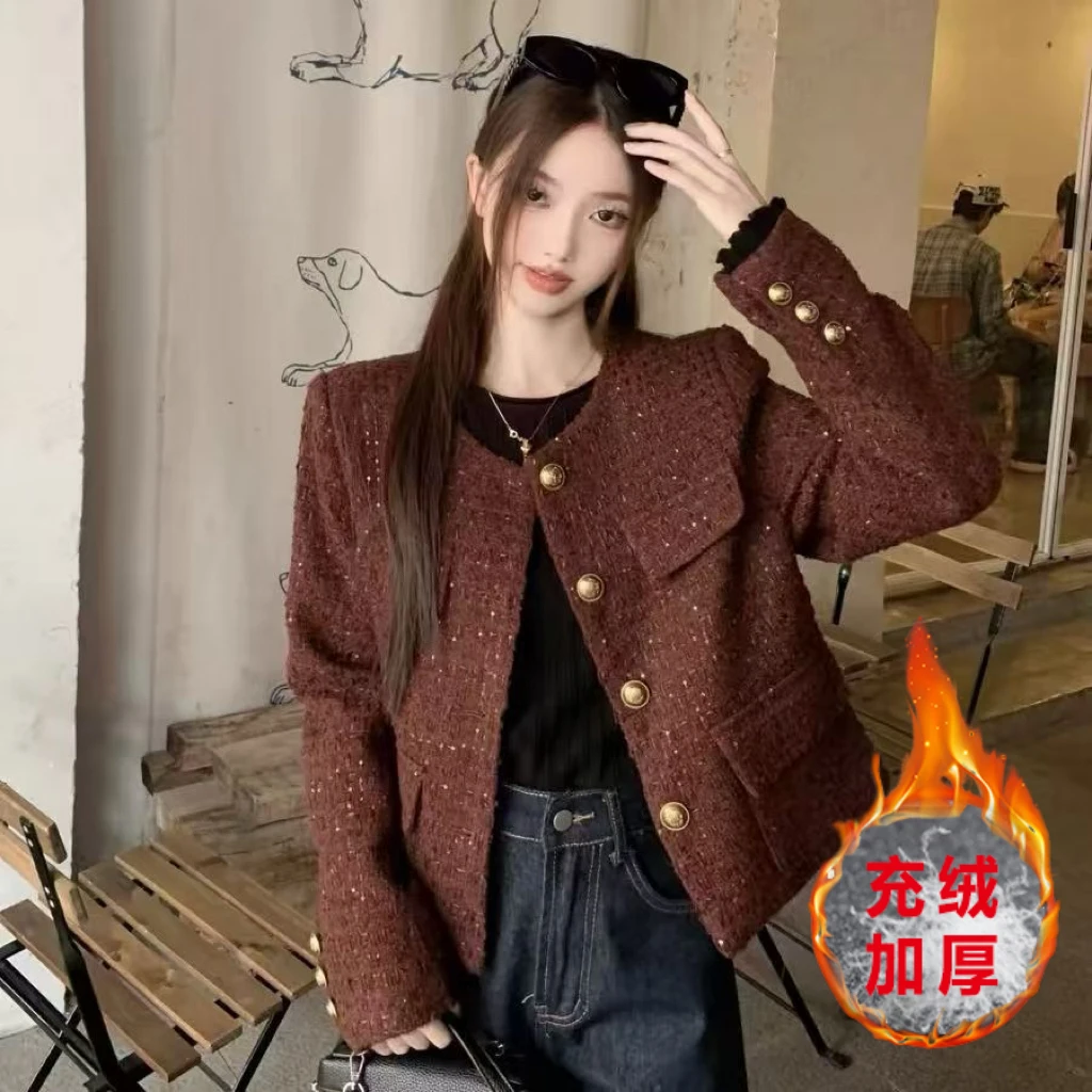 【当天发+运费险】充绒小香风外套名媛气质高级感法式亮片款Q731