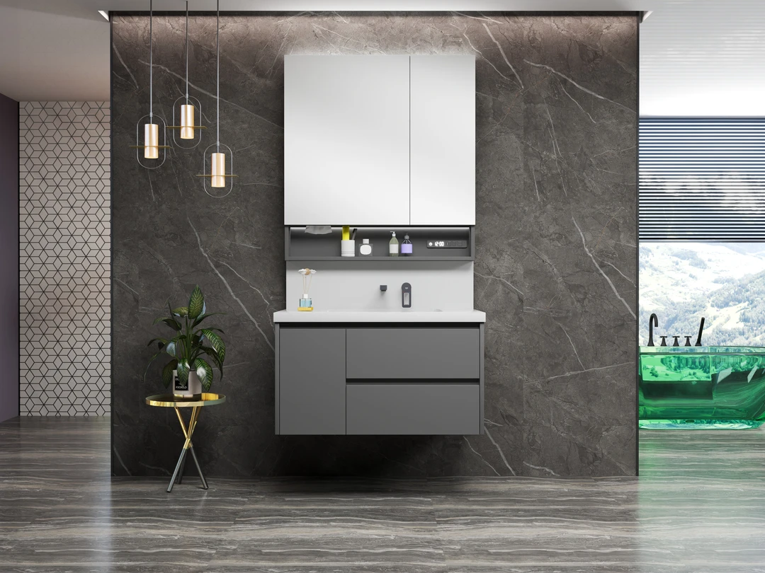 悬挂式智能一体盆浴室柜意式简约风卫生间洗漱台