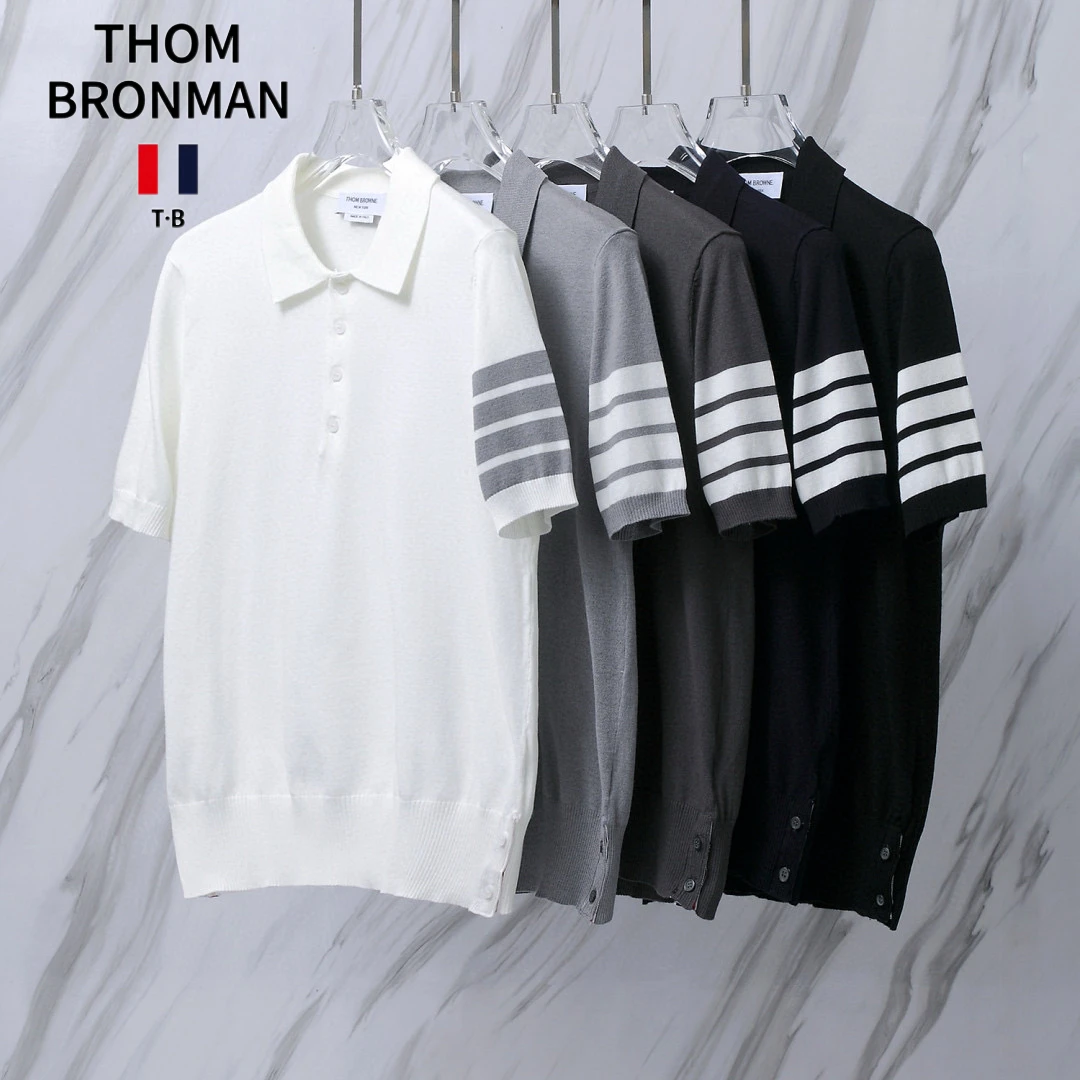 THOMBECHIWO汤姆布郎TB冰丝羊毛针织衫衬衫POLO衫四条杠半袖翻领