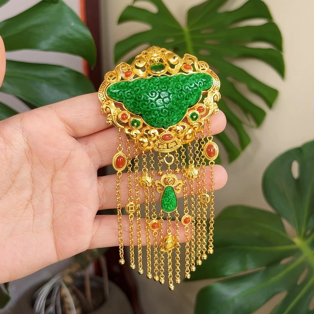 【闪购商品】翡翠吊坠(不含链)银S925镀金镶嵌菲*福利