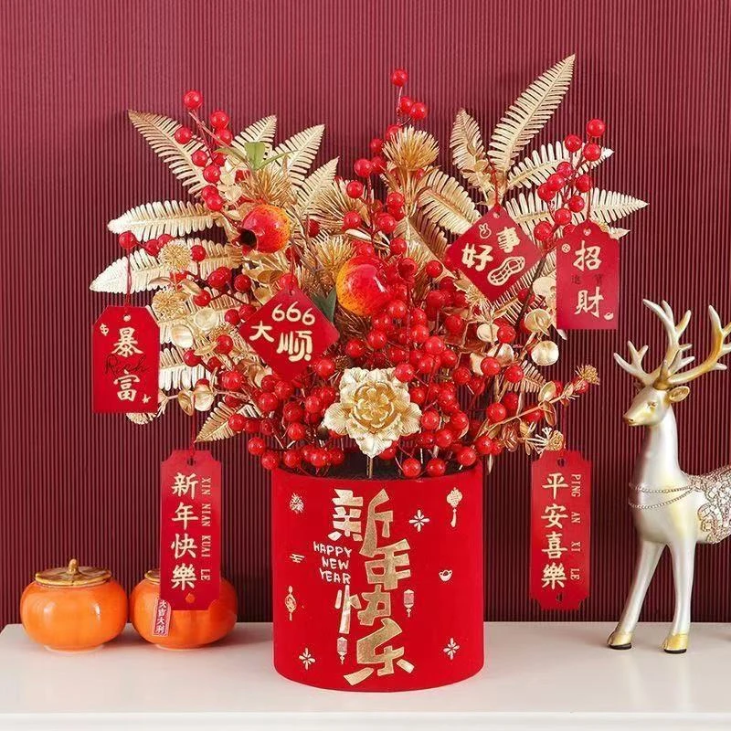 【插好发货】客厅大气新房发财果福桶抱抱桶新年新居工艺品摆件创意