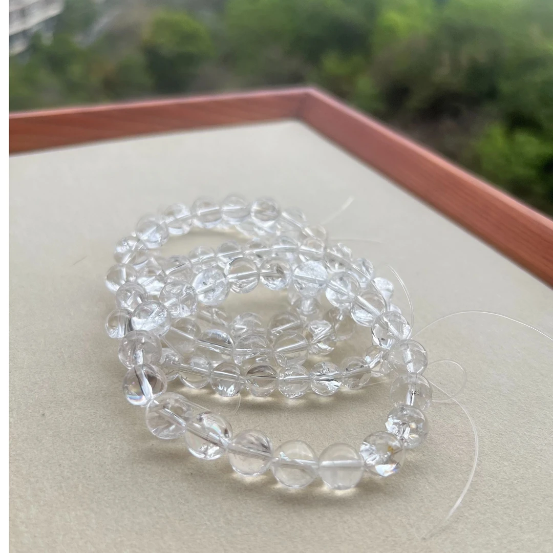 菁川*【情绪 专注 高频 金 水】天然水晶白阿赛手串 多样发其一