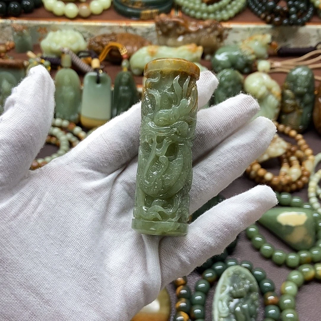 岫岩河磨玉（透闪石质玉）未镶嵌套链