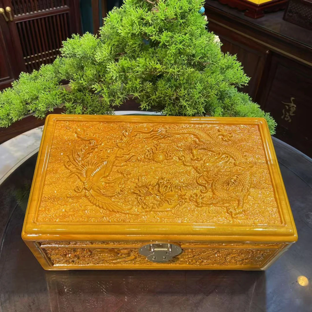 金丝楠木龙凤彩礼箱 首饰箱