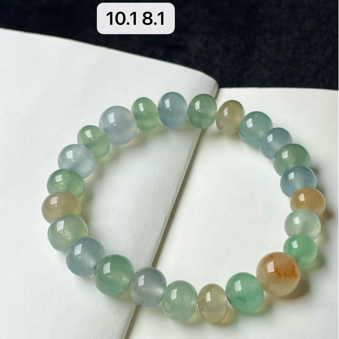 天然a货缅甸翡翠高冰多宝圆珠手串