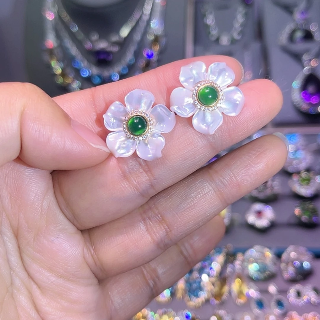 【闪购商品】贝壳（贝母）耳饰银S925镶嵌