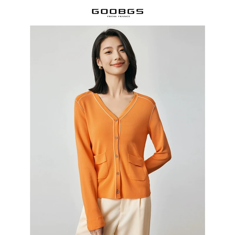 【谷邦L+】谷邦GOOBGS V领撞色毛衫开衫 G3174712