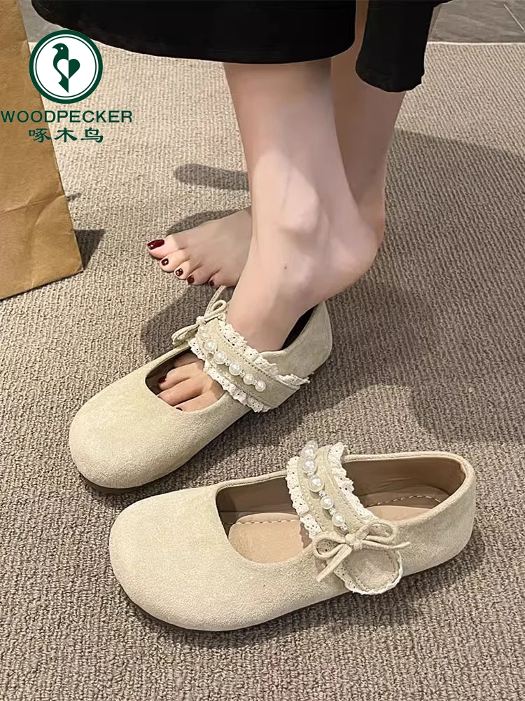 啄木鸟复古玛丽珍单鞋女2025春季新款温柔软底勃肯鞋仙女风豆豆鞋