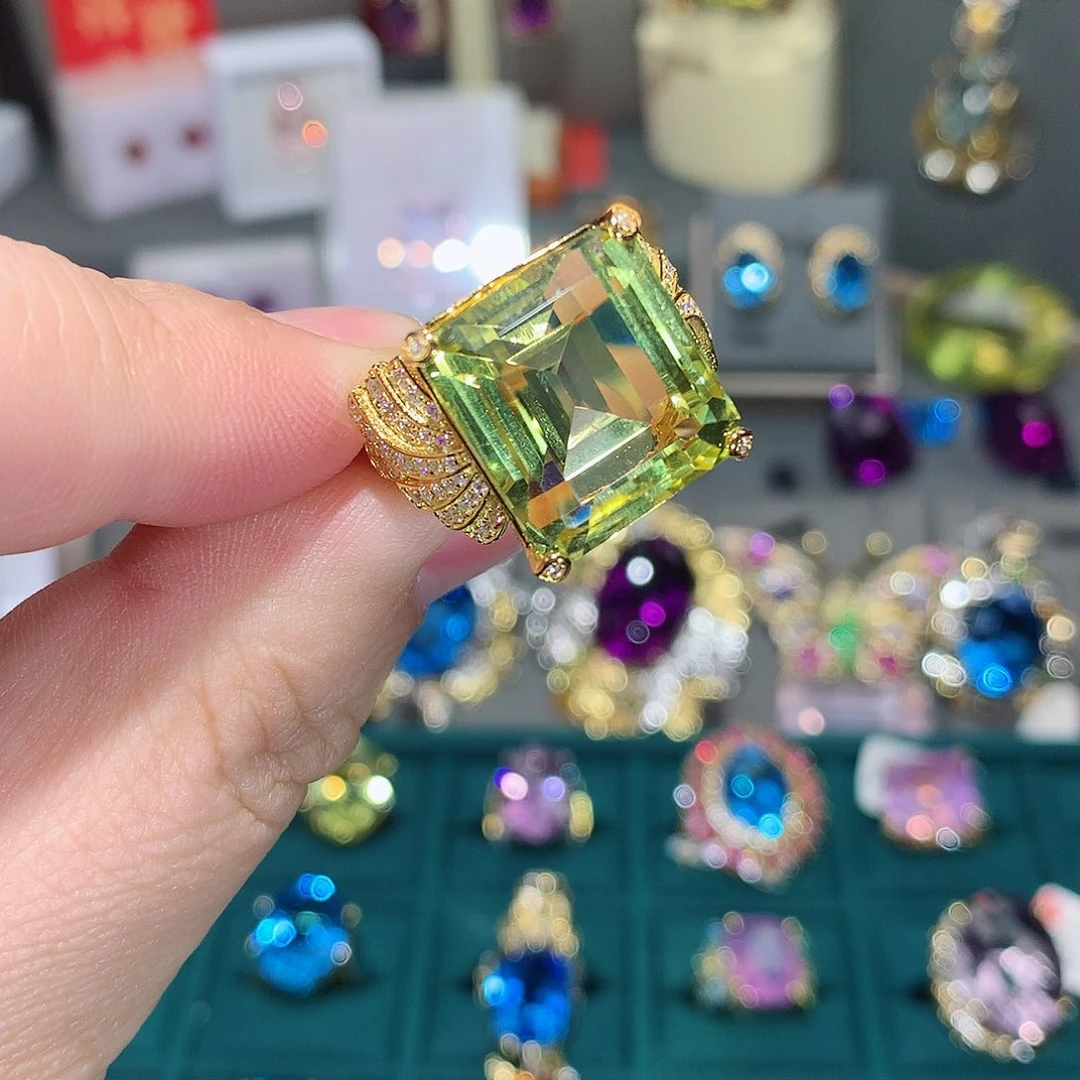 水晶戒指银S925镶嵌戒指