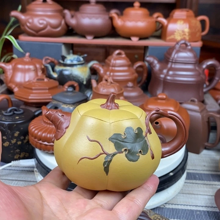 茶壶紫砂南瓜230cc原矿黄金段三色紫砂特价