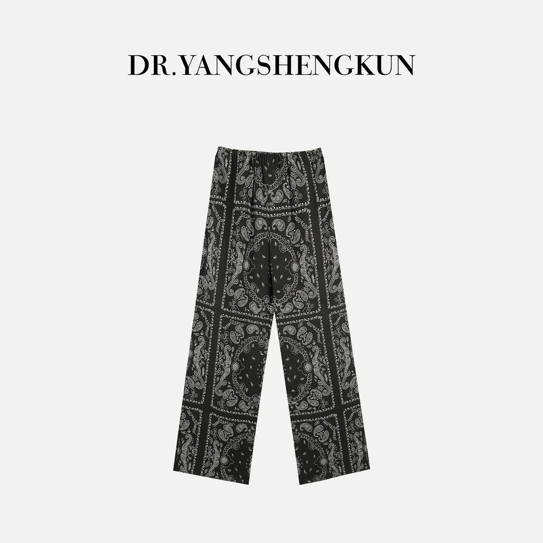 杨圣坤2025夏季新品女士松紧腰重工腰果花垂感百搭休闲裤L2561114