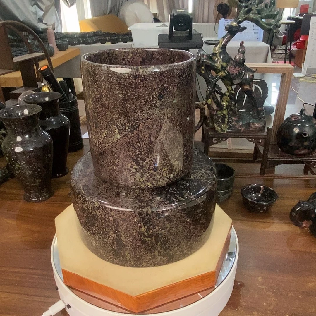 方***头奢上奢梅花玉茶壶茶杯摆件