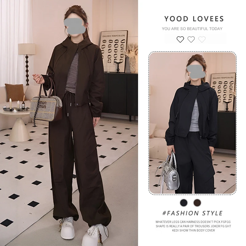 巨好看的套装女2025春秋新款设计感条纹背心外套宽松阔腿裤三件套