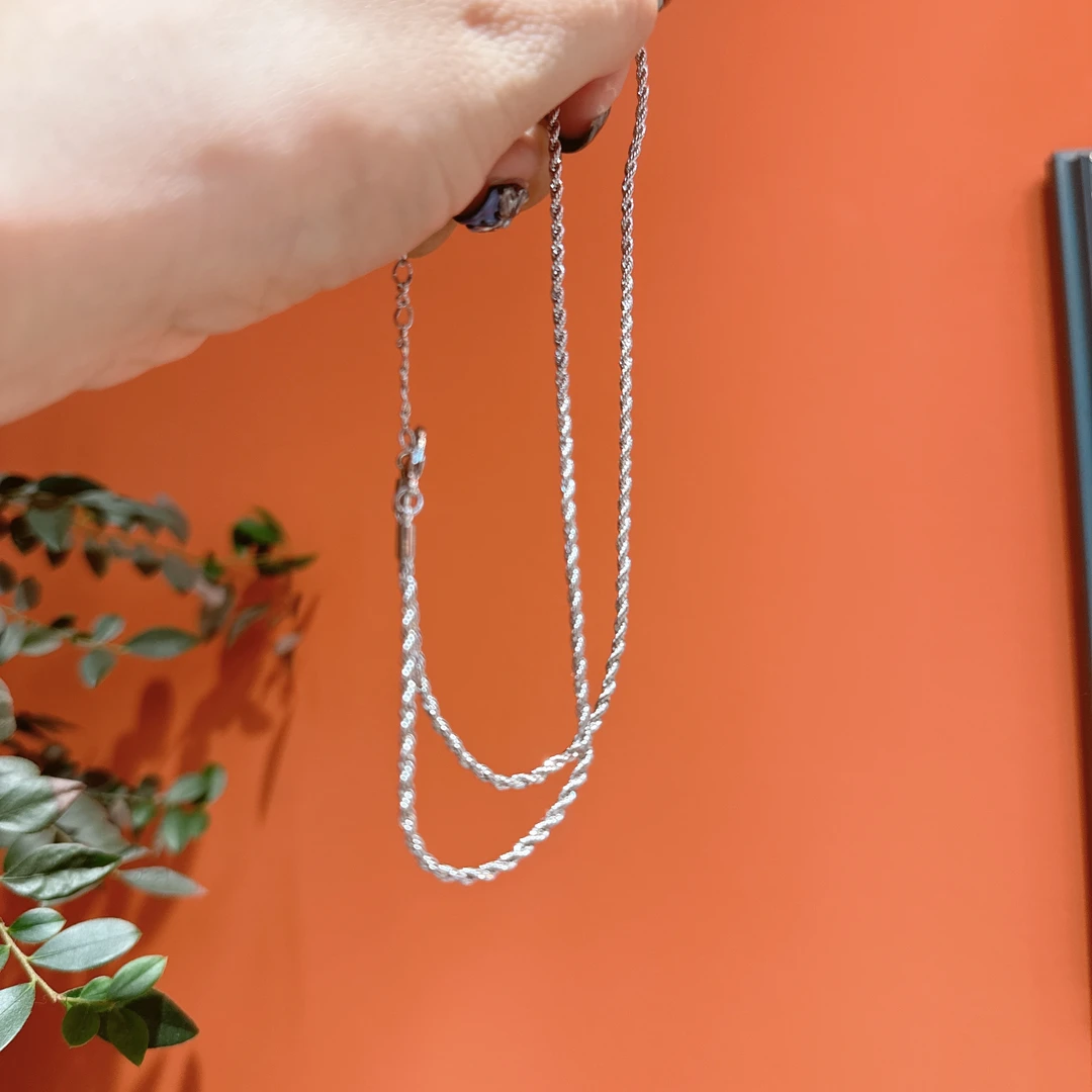 铜合金项链 21155 三横。十字架爱心吊坠珠珠项链 银色底