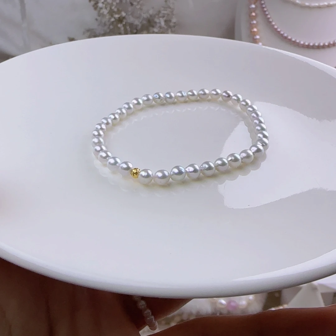 淡水珍珠未镶嵌手绳4mm微瑕