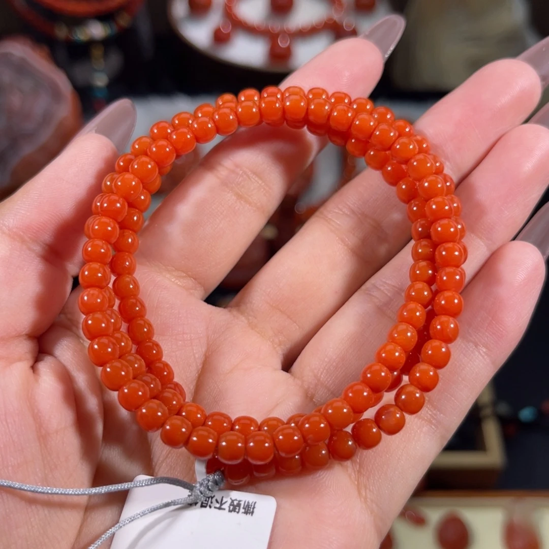 南红玛瑙未镶嵌老形念珠串4.8左右