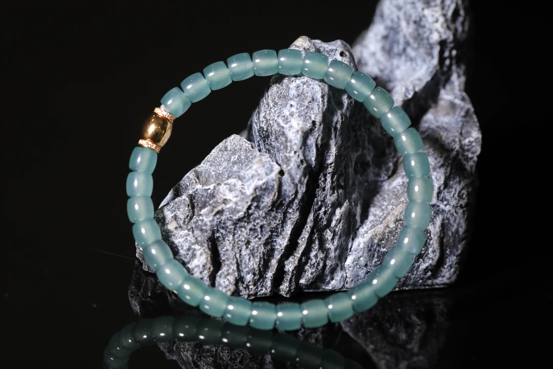 翡翠蓝金手串 约6mm左右约16.5g左右 S1125-16
