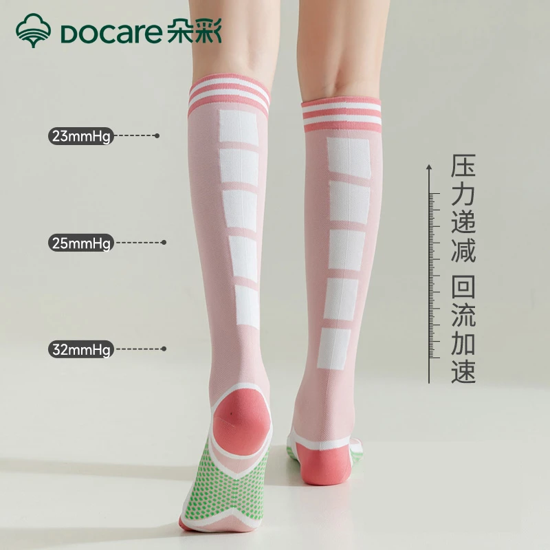 春夏季女士压力健身跳绳长筒袜瑜伽透气小腿袜专业跑步高弹运动袜