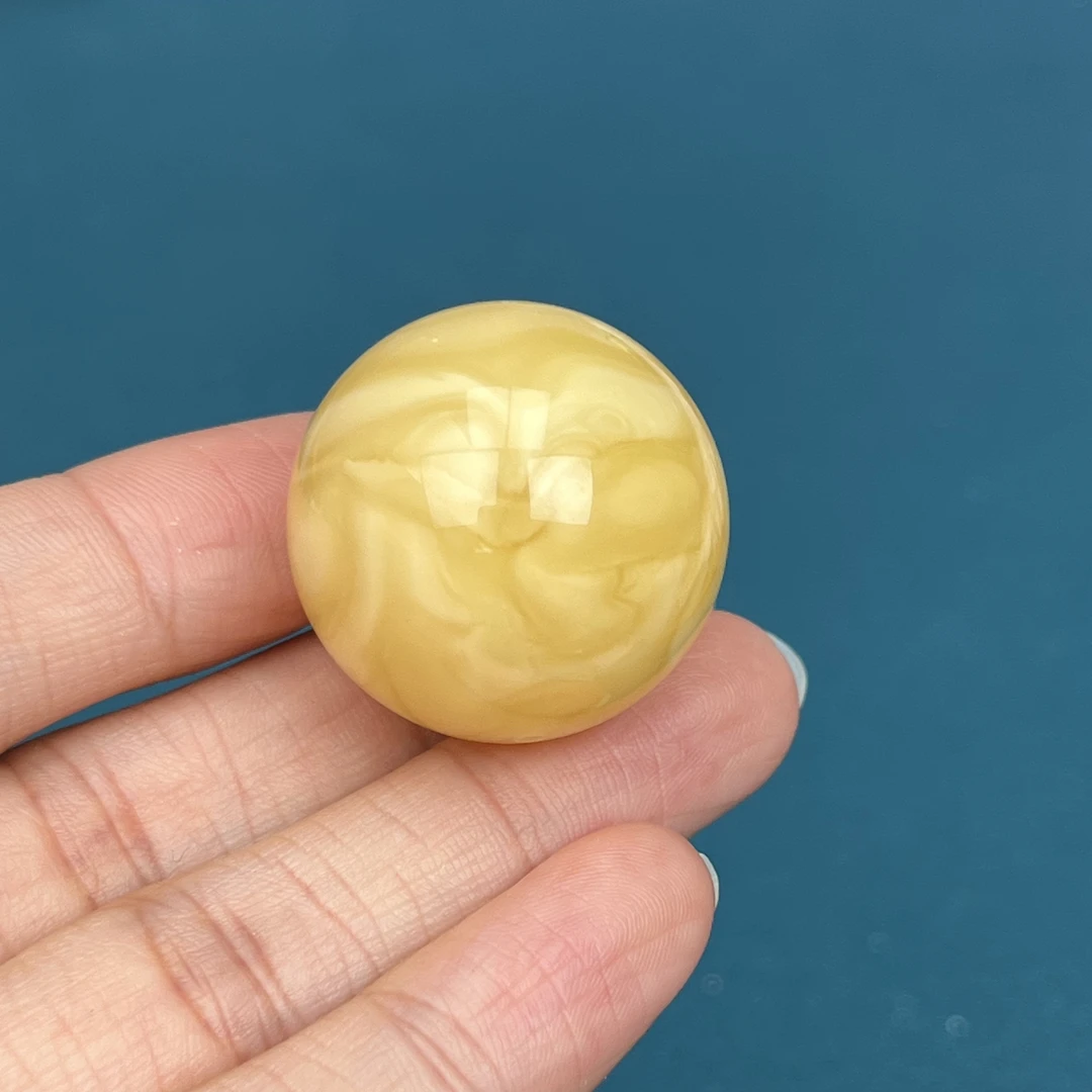 Y7301天然原矿蜜蜡圆珠25mm抖音基地质检发货