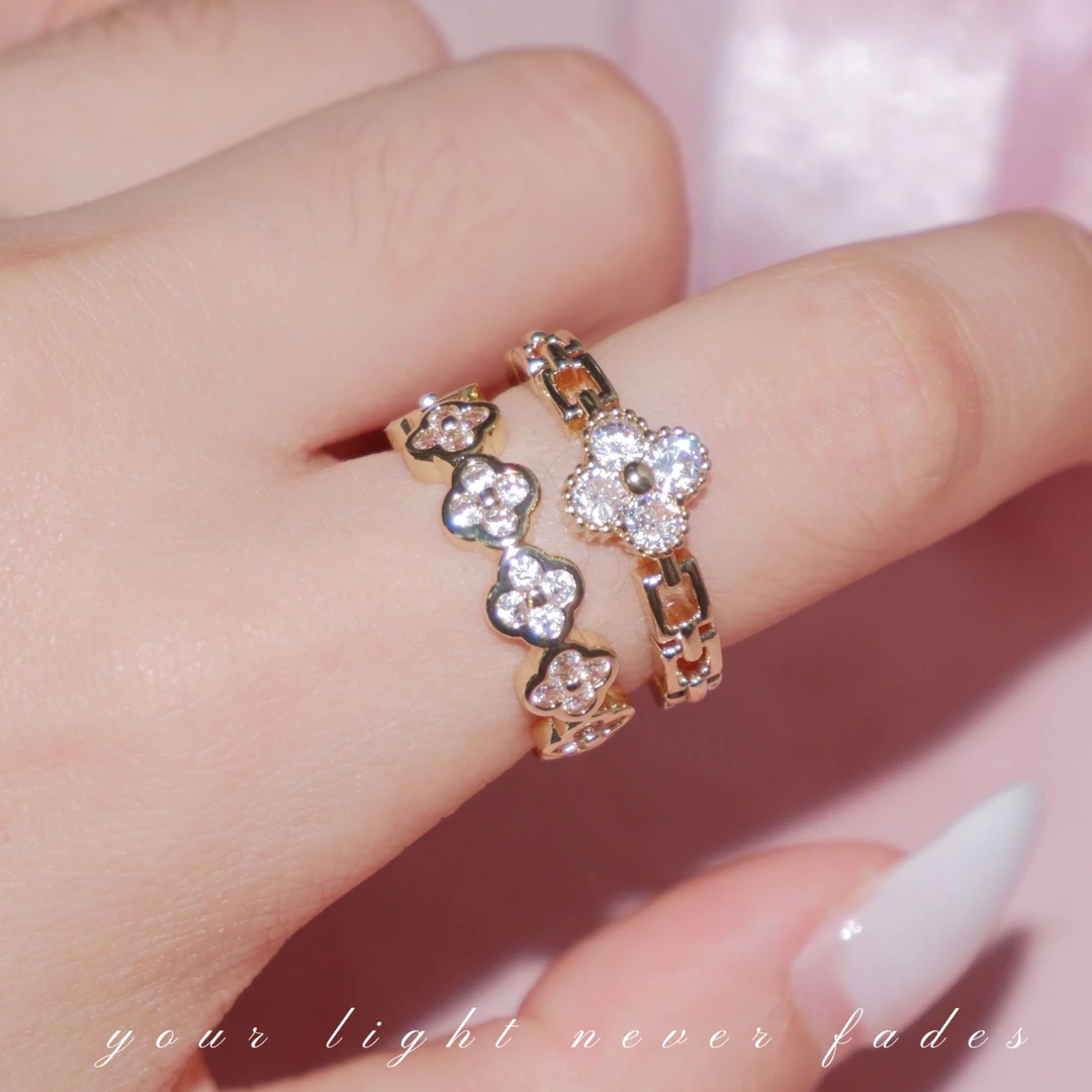 纯铜锆石戒指 鸢尾光韵～千金质感欧美感戒指套装