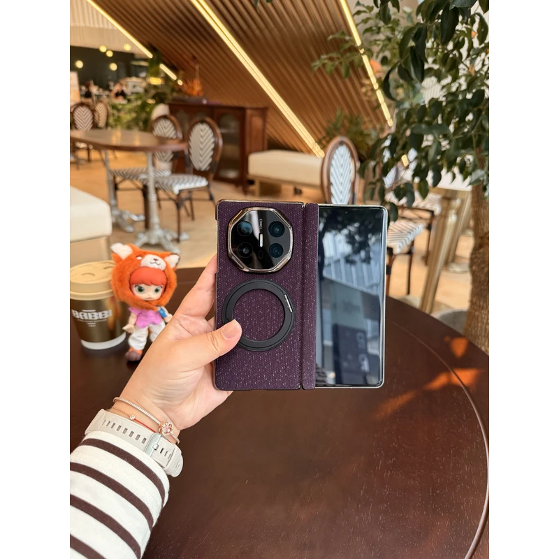 适用于华为Matex6 满天星双中轴旋转支架折叠手机壳 保护镜头