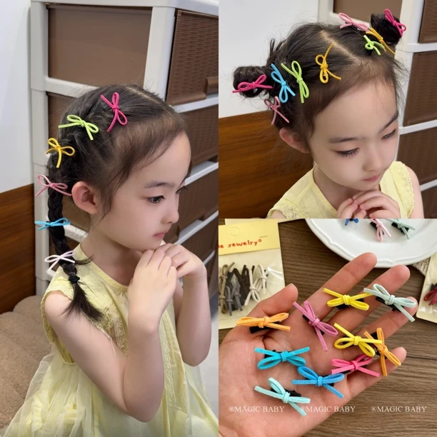 10个装彩色小号蝴蝶结宝宝发夹春夏甜美百搭发卡儿童女头饰夹子