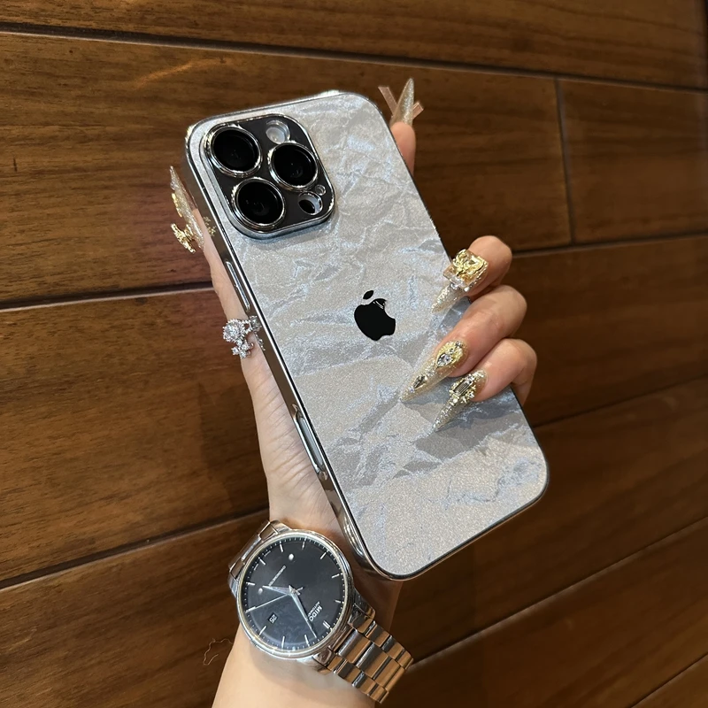 电镀绒布雪山纹适用iPhone16promax苹果1514感13创意12简约手机壳