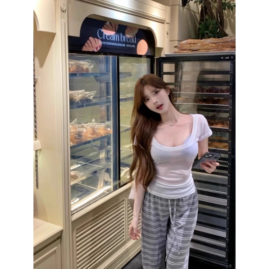 CIAOKISS·【小白花】性感清纯小白花高透慵懒纯欲上衣内搭两件套