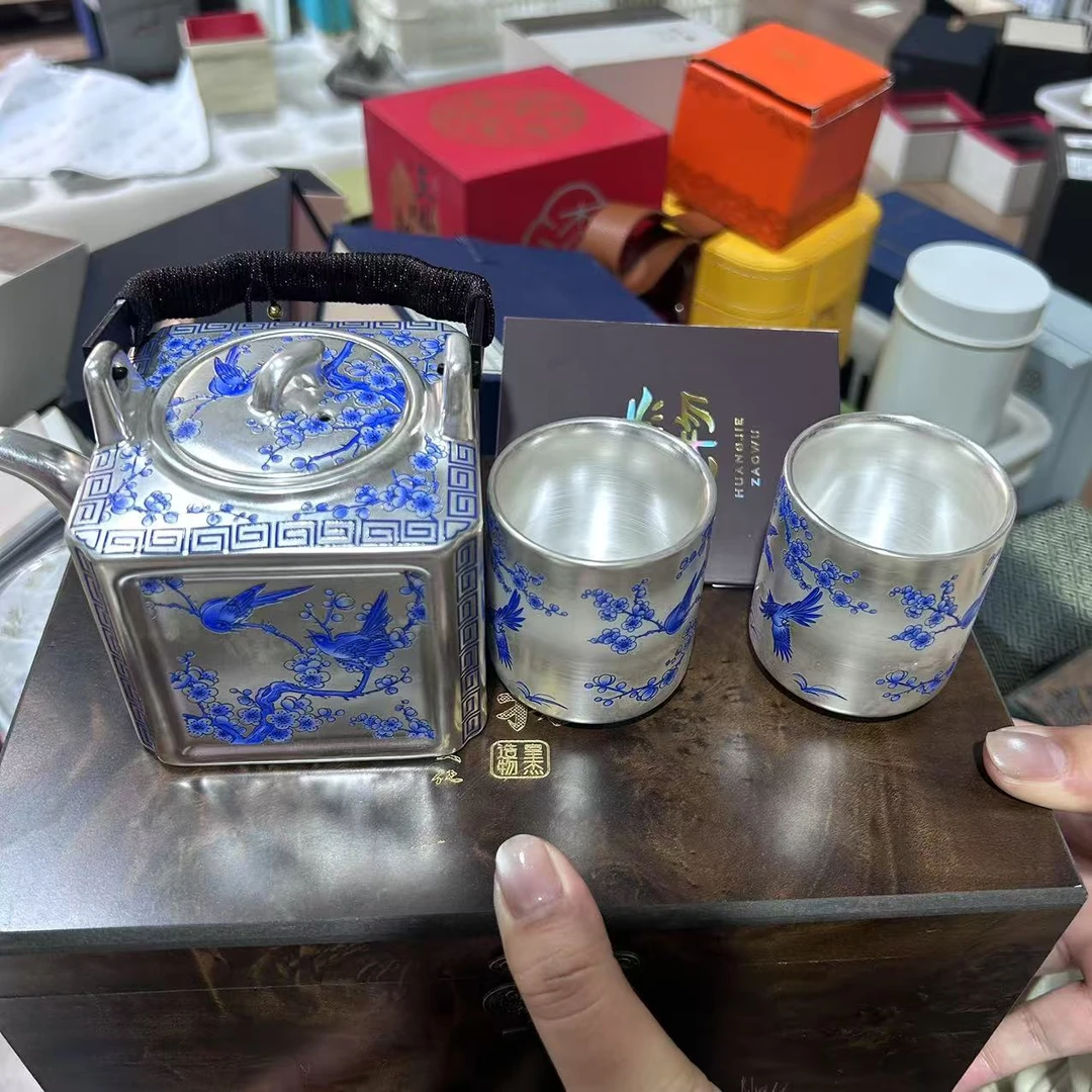 【闪购商品】陶然然茶器链接周鸿杰喜上眉梢鎏银壶套组@@1483