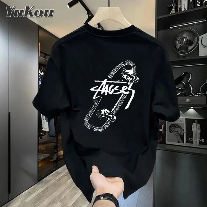 短袖T恤男款2025夏季新款百搭修身宽松重磅情侣装男女装上衣