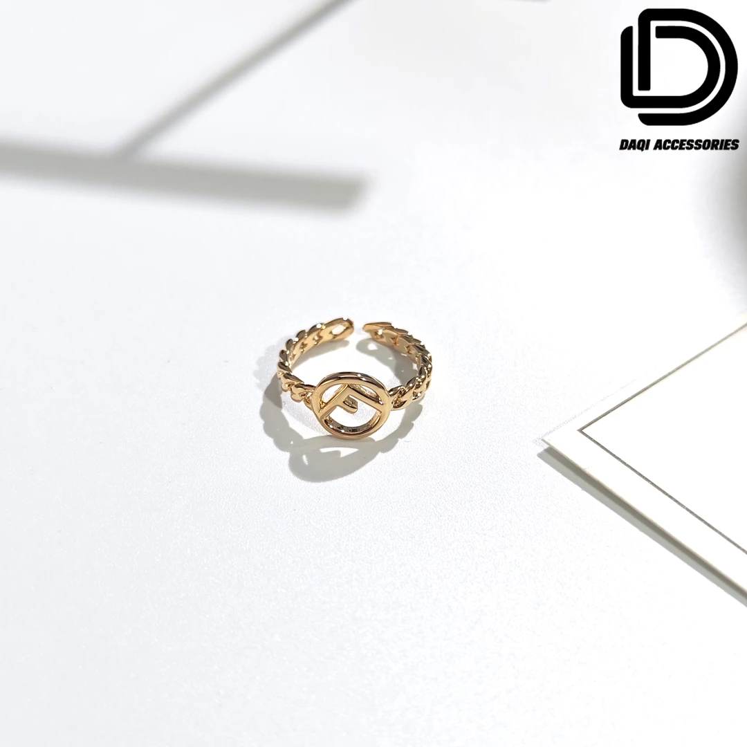 铜合金戒指 03598大淇原创潮流小众轻奢F字母戒指